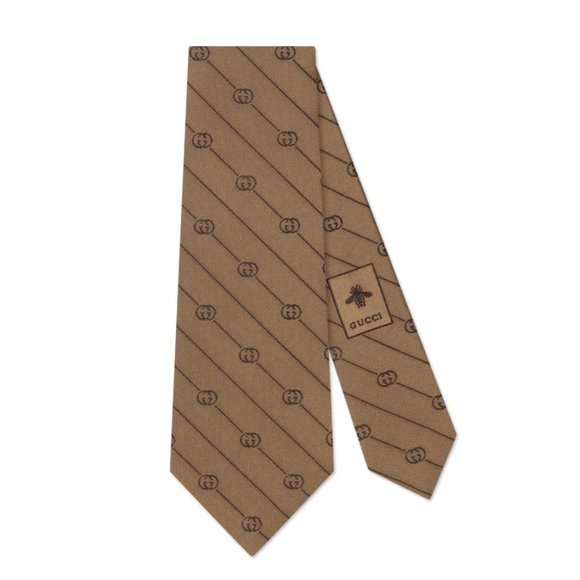Gucci Other - Gucci GG-striped Silk-jacquard tie in Brown NEW WITH TAGS